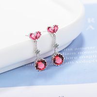 1 Pair Lady Heart Shape Tassel Plating Inlay Copper Zircon White Gold Plated Drop Earrings sku image 1