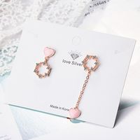 1 Paire Sucré Forme De Cœur Incruster Le Cuivre Zircon Boucles D'oreilles main image 1