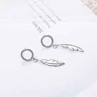 1 Pair Simple Style Feather Plating Inlay Copper Zircon White Gold Plated Drop Earrings main image 1