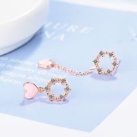 1 Pair Sweet Heart Shape Inlay Copper Zircon Drop Earrings main image 5