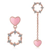 1 Pair Sweet Heart Shape Inlay Copper Zircon Drop Earrings main image 3