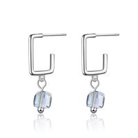 1 Pair Classic Style Square Plating Inlay Crystal Zircon White Gold Plated Drop Earrings main image 3