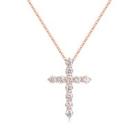 Simple Style Cross Sterling Silver Plating Inlay Zircon 14k Gold Plated Rose Gold Plated Silver Plated Pendant Necklace sku image 2