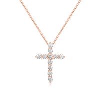 Simple Style Cross Sterling Silver Plating Inlay Zircon 14k Gold Plated Rose Gold Plated Silver Plated Pendant Necklace sku image 1