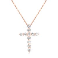 Simple Style Cross Sterling Silver Plating Inlay Zircon 14k Gold Plated Rose Gold Plated Silver Plated Pendant Necklace sku image 5