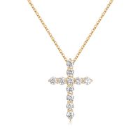 Simple Style Cross Sterling Silver Plating Inlay Zircon 14k Gold Plated Rose Gold Plated Silver Plated Pendant Necklace sku image 3