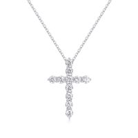 Simple Style Cross Sterling Silver Plating Inlay Zircon 14k Gold Plated Rose Gold Plated Silver Plated Pendant Necklace sku image 4
