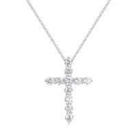 Simple Style Cross Sterling Silver Plating Inlay Zircon 14k Gold Plated Rose Gold Plated Silver Plated Pendant Necklace sku image 7