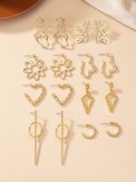 8 Paires Style Moderne Geste Forme De Cœur Fleur Métal Boucles D'oreilles Boucles D'oreilles main image 1