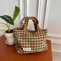 Femmes Moyen De Laine Bloc De Couleur Plaid Style Vintage Carré Ouvert Sac À Main main image 1