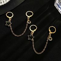 1 Pair Simple Style Pentagram Enamel Chain Inlay Alloy Rhinestones Earrings main image 5