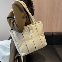Women's Large Canvas Solid Color Streetwear Square Zipper Tote Bag main image 1