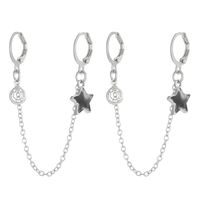 1 Pair Simple Style Pentagram Enamel Chain Inlay Alloy Rhinestones Earrings sku image 1