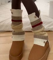Women's Casual Stripe Nylon Cotton Button Crew Socks A Pair sku image 3