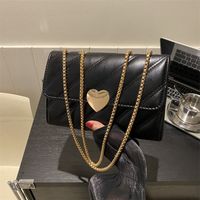 Women's Pu Leather Heart Shape Cute Vintage Style Square Flip Cover Shoulder Bag Crossbody Bag main image 4