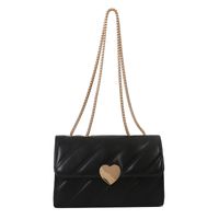 Women's Pu Leather Heart Shape Cute Vintage Style Square Flip Cover Shoulder Bag Crossbody Bag sku image 3