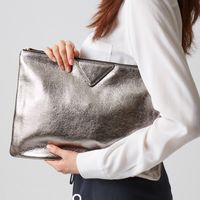 Women's Pu Leather Solid Color Classic Style Square Zipper Envelope Bag sku image 5