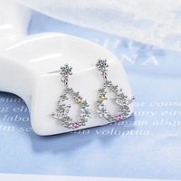 1 Pair Fairy Style Elegant Lady Water Droplets Flower Inlay Copper Zircon Drop Earrings main image 1