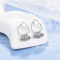 1 Pair Lady Star Plating Inlay Copper Zircon White Gold Plated Drop Earrings main image 4