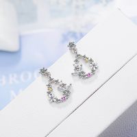 1 Pair Fairy Style Elegant Lady Water Droplets Flower Inlay Copper Zircon Drop Earrings main image 4