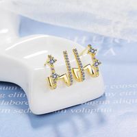 1 Pair Lady Geometric Plating Inlay Copper Zircon 24k Gold Plated White Gold Plated Ear Studs main image 4