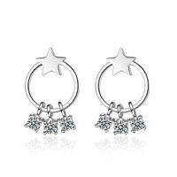 1 Pair Lady Star Plating Inlay Copper Zircon White Gold Plated Drop Earrings main image 3