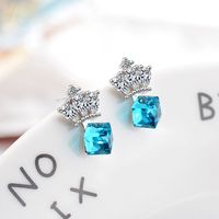 1 Pair Classic Style Crown Plating Inlay Copper Crystal White Gold Plated Ear Studs main image 3