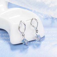 1 Pair Ig Style Simple Style Square Waves Plating Artificial Crystal Copper White Gold Plated Drop Earrings main image 1