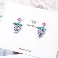 1 Pair Simple Style Classic Style Grape Inlay Copper Zircon Drop Earrings sku image 1