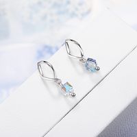 1 Pair Ig Style Simple Style Square Waves Plating Artificial Crystal Copper White Gold Plated Drop Earrings main image 3
