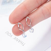 1 Pair Ig Style Simple Style Square Waves Plating Artificial Crystal Copper White Gold Plated Drop Earrings main image 4