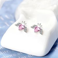 1 Pair Lady Heart Shape Plating Inlay Copper Zircon 24k Gold Plated White Gold Plated Ear Studs main image 4