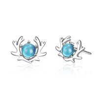 1 Pair Simple Style Antlers Plating Inlay Copper Crystal White Gold Plated Ear Studs main image 5