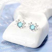 1 Pair Simple Style Antlers Plating Inlay Copper Crystal White Gold Plated Ear Studs sku image 1
