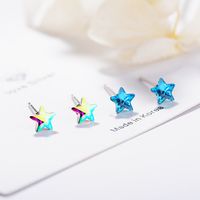 1 Pair Simple Style Star Inlay Copper Artificial Crystal Ear Studs main image 1