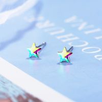 1 Pair Simple Style Star Inlay Copper Artificial Crystal Ear Studs main image 4