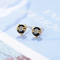 1 Piece Cute Cat Plating Inlay Copper Zircon 24k Gold Plated White Gold Plated Ear Studs main image 4