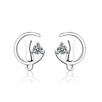 1 Pair Lady Solid Color Plating Inlay Copper Zircon White Gold Plated Ear Studs main image 3