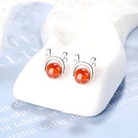 1 Pair Simple Style Solid Color Plating Copper White Gold Plated Ear Studs main image 3