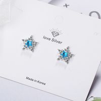 1 Pair Lady Star Plating Inlay Copper Crystal White Gold Plated Ear Studs main image 1