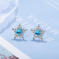 1 Pair Lady Star Plating Inlay Copper Crystal White Gold Plated Ear Studs main image 4