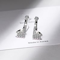 1 Pair Simple Style Giraffe Plating Inlay Copper Zircon White Gold Plated Ear Studs main image 4