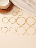 5 Pairs Simple Style Solid Color Circle Heart Shape Solid Color Iron Earrings main image 1