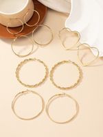 5 Pairs Simple Style Solid Color Circle Heart Shape Solid Color Iron Earrings main image 3