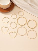 5 Pairs Simple Style Solid Color Circle Heart Shape Solid Color Iron Earrings sku image 1