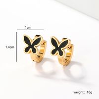 1 Pair Sweet Maple Leaf Heart Shape Butterfly Plating Inlay 201 Stainless Steel Shell 18K Gold Plated Hoop Earrings main image 10