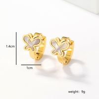 1 Pair Sweet Maple Leaf Heart Shape Butterfly Plating Inlay 201 Stainless Steel Shell 18K Gold Plated Hoop Earrings main image 9