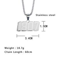 304 Stainless Steel 18K Gold Plated Hip-Hop Plating Number Pendant Necklace main image 2