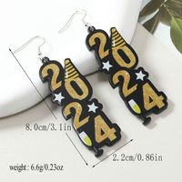 1 Pair Casual Doctoral Cap Number Star Painted Plating Arylic Silver Plated Drop Earrings main image 2