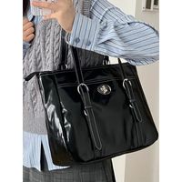 Frau Groß Pu-leder Einfarbig Vintage-stil Quadrat Sperren Schultertasche Umhängetasche Kuriertasche main image video